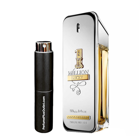 Travel Spray Black 0.27 oz filled with One Million Lucky for Men By Paco Rabanne